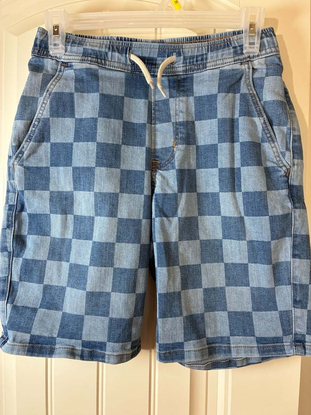 Abercrombie Kids Blue Checkerboard Denim Pull-On Shorts Boys, Size 13/14